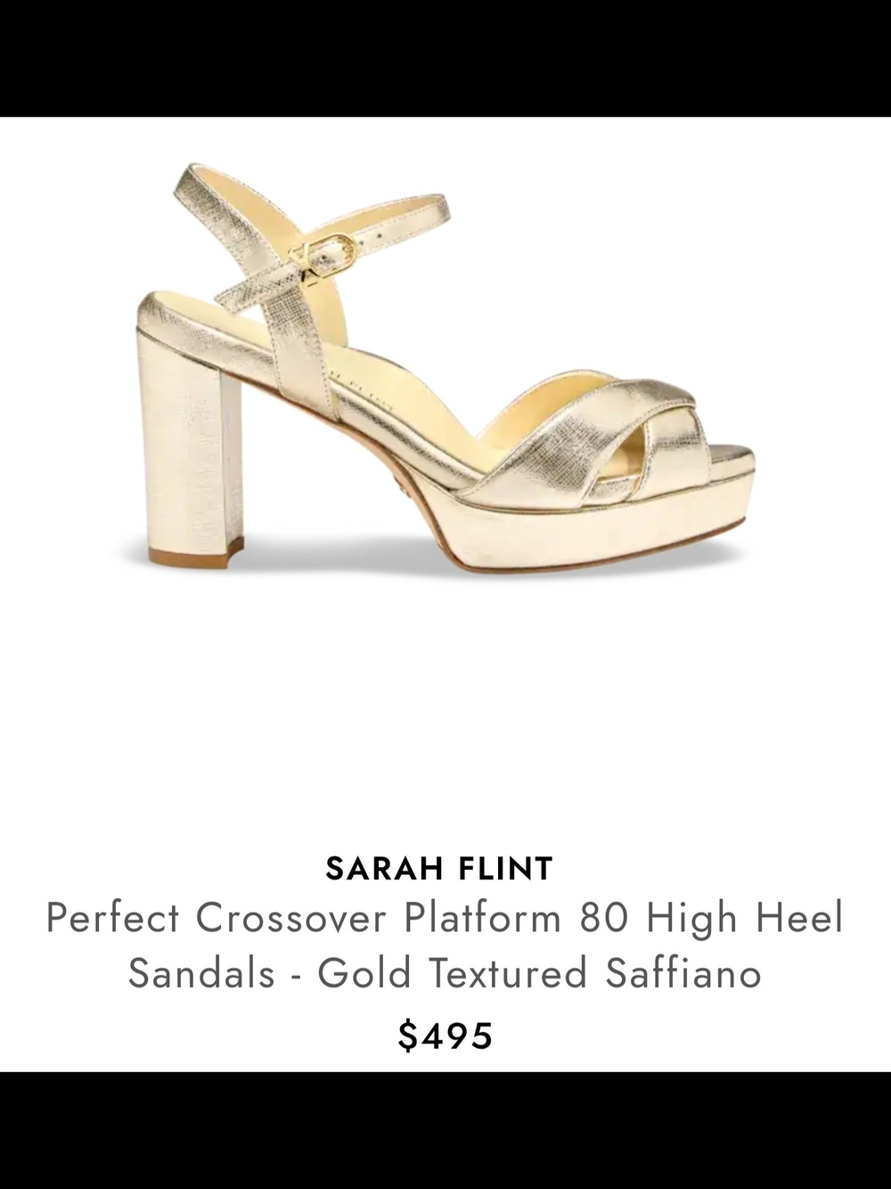 Sarah Flint Gold Crossover Platform 80 High Heel Sandals